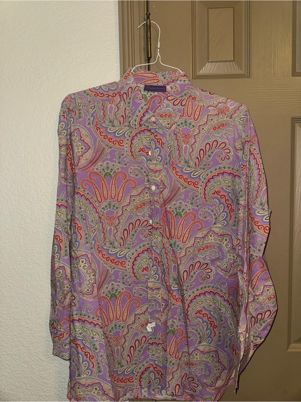 Ralph Lauren Lavender Paisley Long-Sleeve Button-Down Shirt